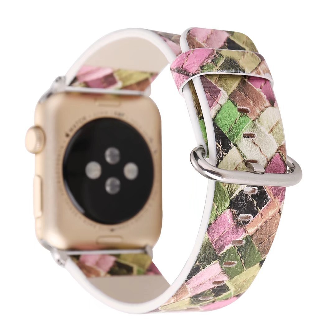 Watch Colorful Diamond Check Leather Strap - Colorful Diamond Check Leather Strap for Apple Watch