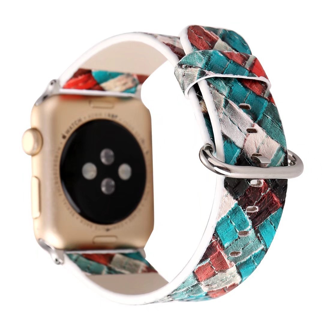 Watch Colorful Diamond Check Leather Strap - Colorful Diamond Check Leather Strap for Apple Watch