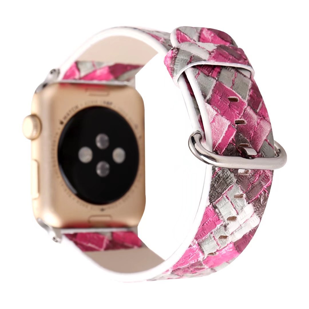 Watch Colorful Diamond Check Leather Strap - Colorful Diamond Check Leather Strap for Apple Watch