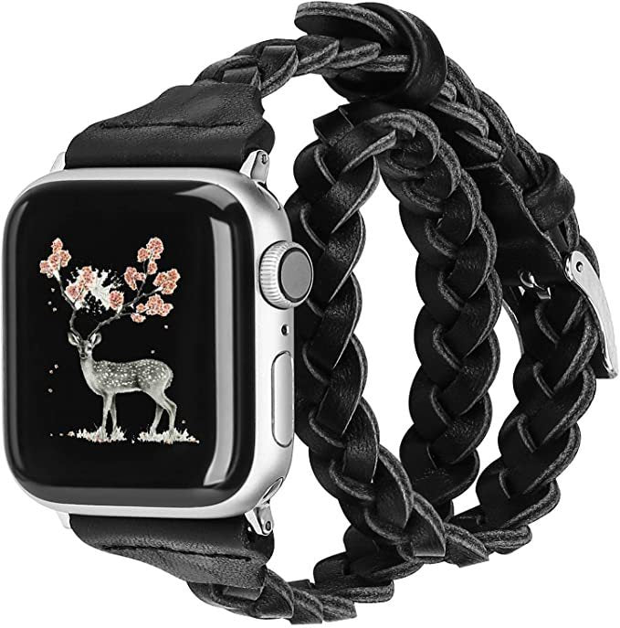 Watch First Layer Genuine Leather Cowhide Braided Leather Strap - Genuine Leather Braided Watch Strap for Apple Fitbit