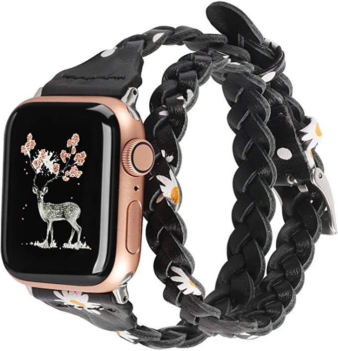 Watch First Layer Genuine Leather Cowhide Braided Leather Strap - Genuine Leather Braided Watch Strap for Apple Fitbit