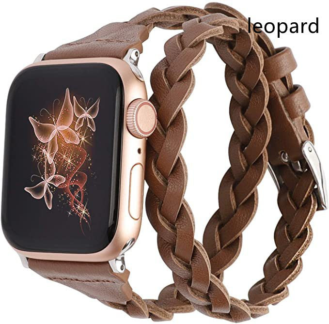 Watch First Layer Genuine Leather Cowhide Braided Leather Strap - Genuine Leather Braided Watch Strap for Apple Fitbit