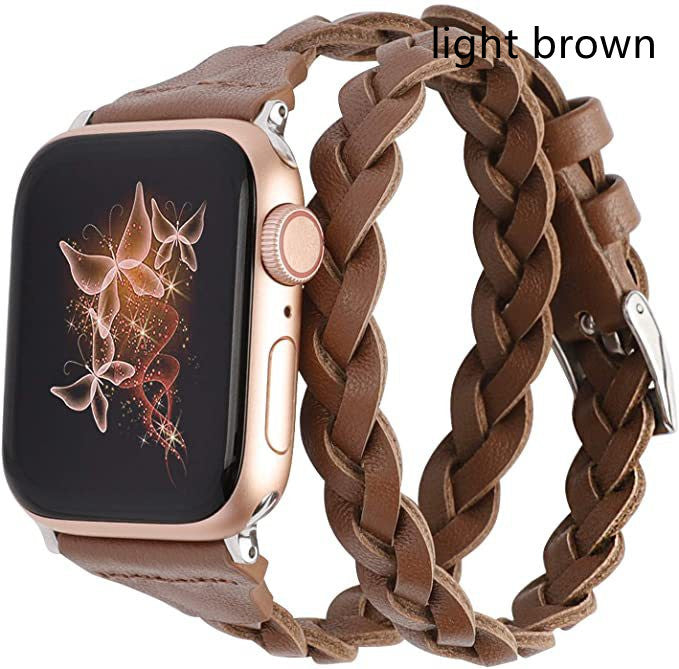 Watch First Layer Genuine Leather Cowhide Braided Leather Strap - Genuine Leather Braided Watch Strap for Apple Fitbit