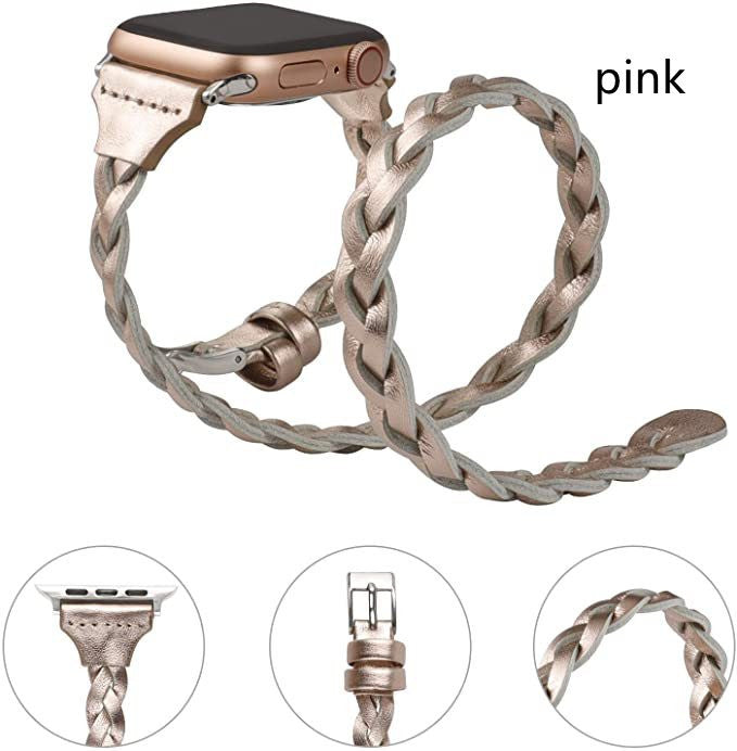 Watch First Layer Genuine Leather Cowhide Braided Leather Strap - Genuine Leather Braided Watch Strap for Apple Fitbit