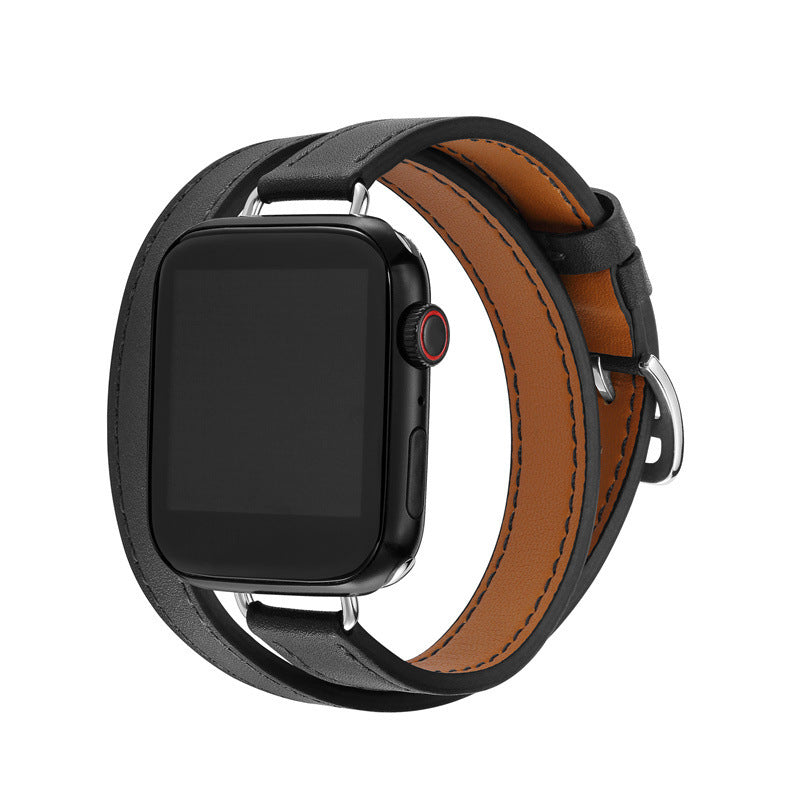 Watch Strap Leather Double Circle - Double Circle Leather Watch Strap for Apple Watches