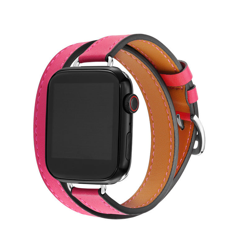 Watch Strap Leather Double Circle - Double Circle Leather Watch Strap for Apple Watches