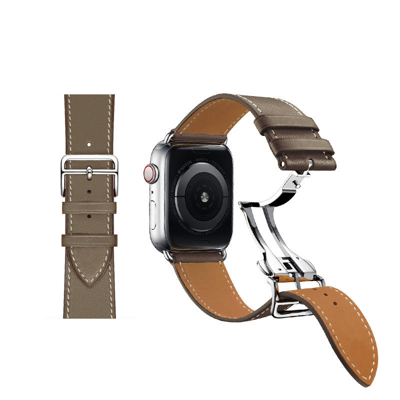 Genuine Leather Watch Strap for Iwatch in Black with Silver or Buckle - Single 44mm All united states chf watch strap