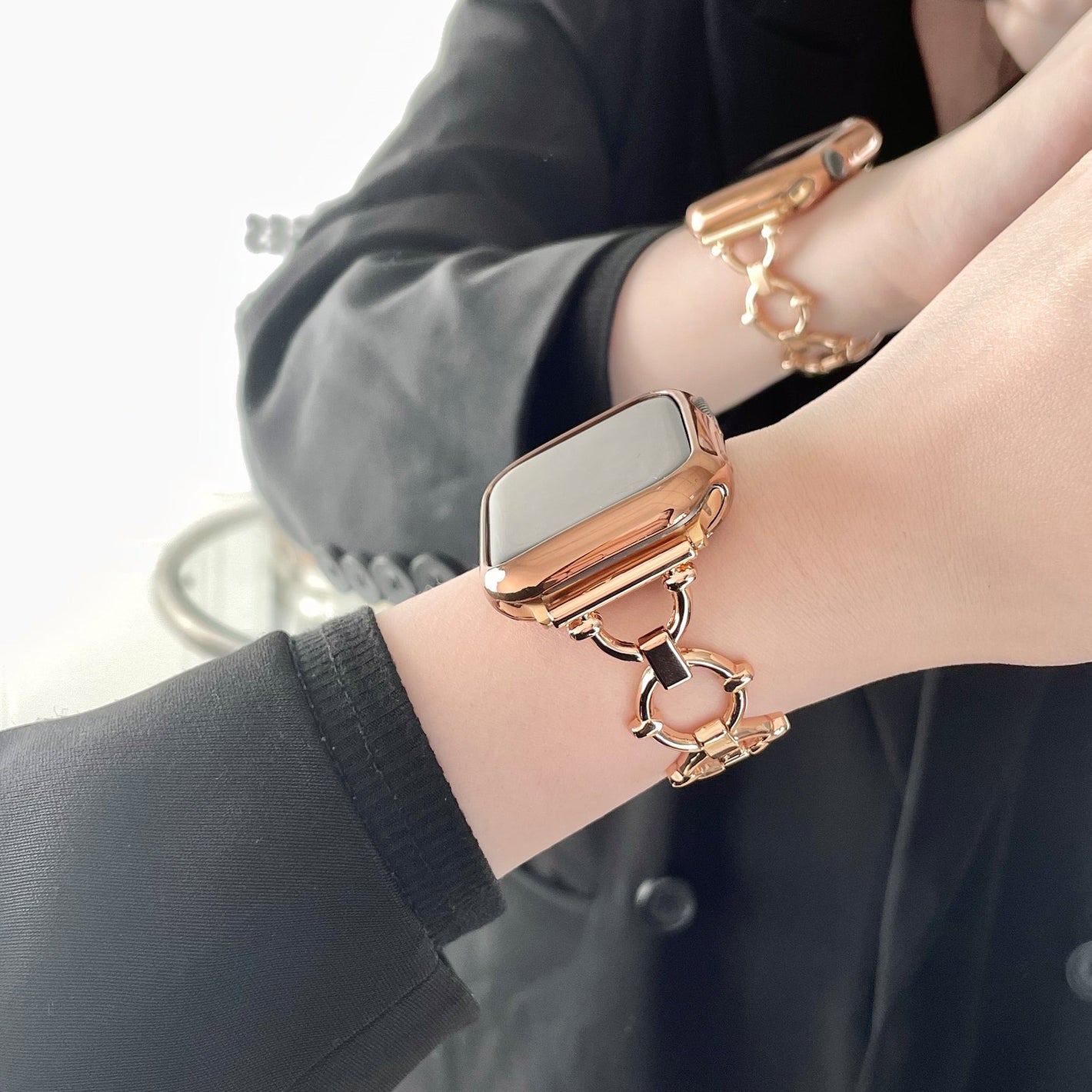 Watch Strap Metal Ring Buckle Stainless Steel Chain - Ring Buckle Stainless Steel Chain for Apple Watch