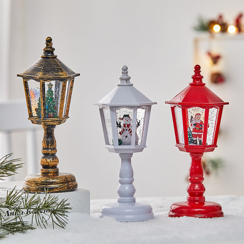 Water Injection Scene Layout Table Lamp Decorative Ornament White Snowman Red Old Man Gold Tree - Teleplus scene layout