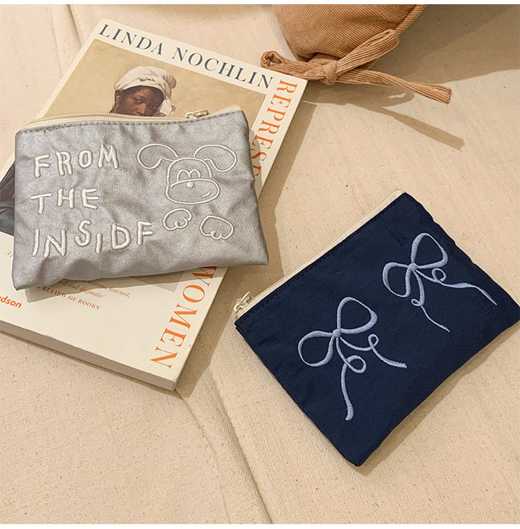 Waterproof Change Card Holder with Embroidery and One-Way Zipper for United States - Chic Stylish Shenanigans change