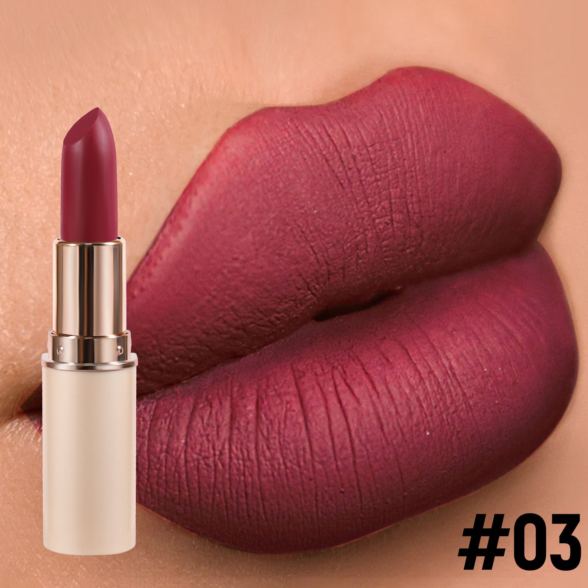 Waterproof Color Matte Lipstick in Cylinder Design for Easy Application - Teleplus color matte lipstick half cylinder