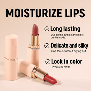 Waterproof Color Matte Lipstick in Cylinder Design for Easy Application - Teleplus color matte lipstick half cylinder