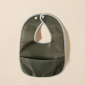 Waterproof Large Pocket Bib in Army Green Black Blue Yellow Khaki for US Customers - Messy Eaters Unite with united