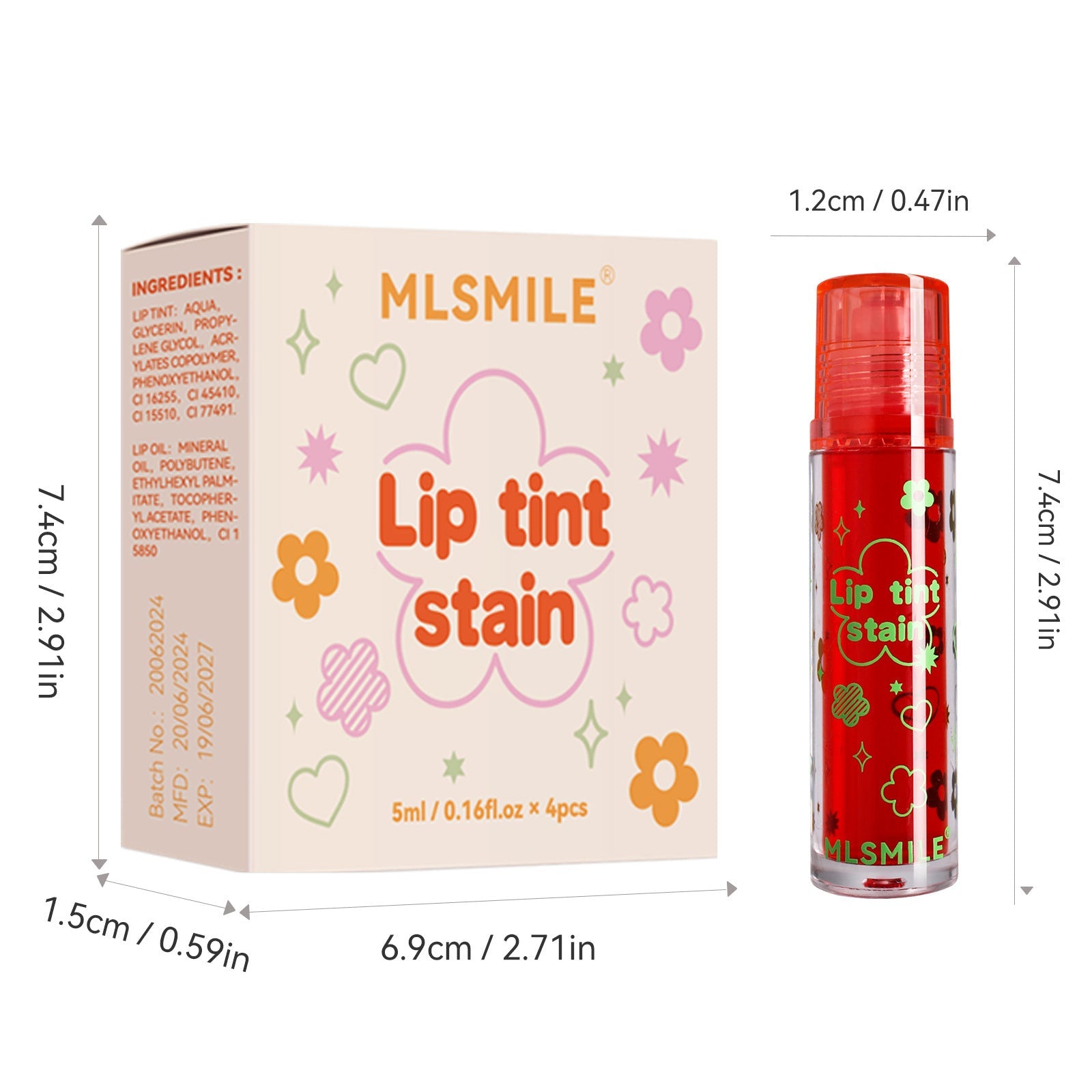 Waterproof Lip Stain Suit with Makeup Ball Gloss for Lasting Color - Teleplus makeup ball lip gloss stain suit lasting