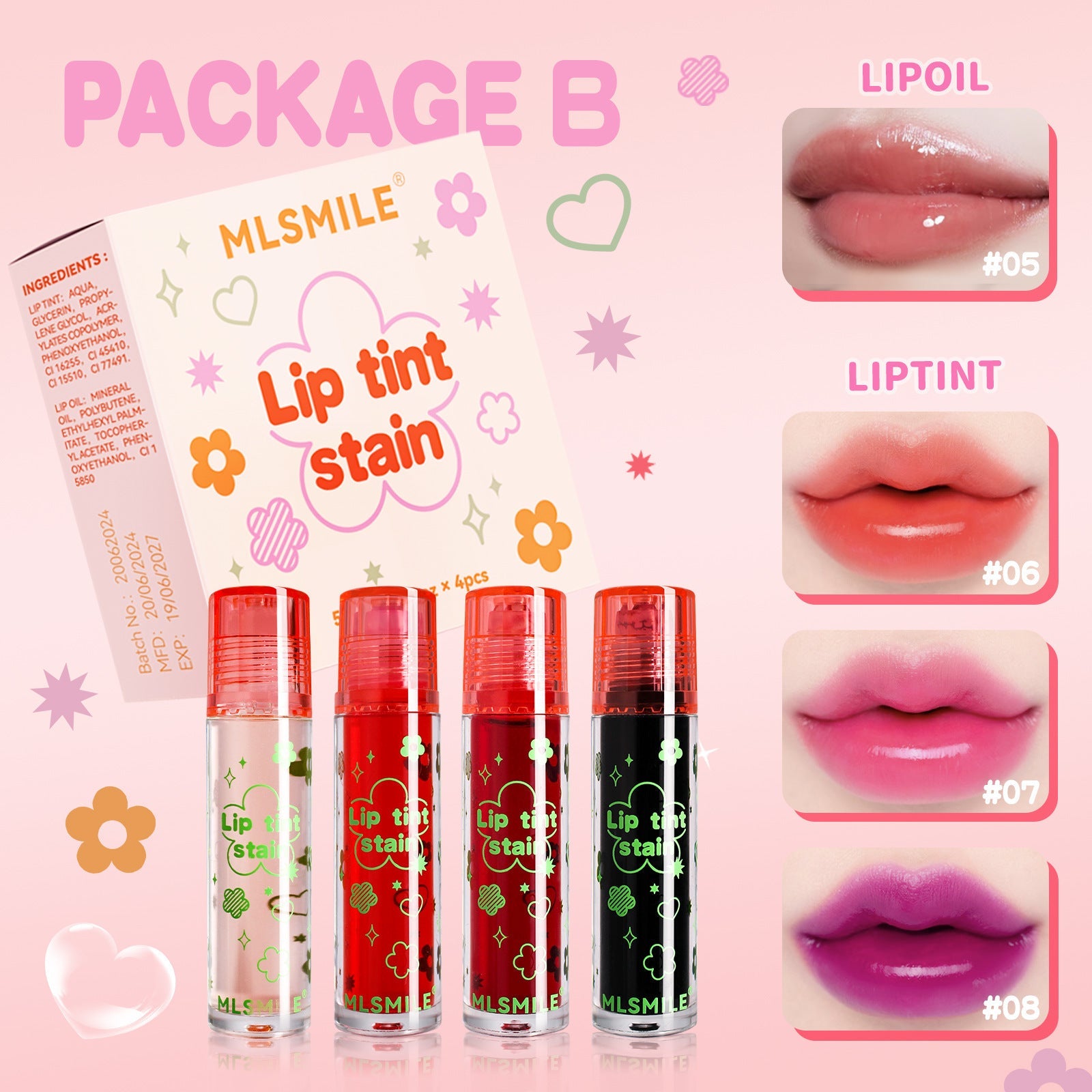 Waterproof Lip Stain Suit with Makeup Ball Gloss for Lasting Color - Teleplus makeup ball lip gloss stain suit lasting