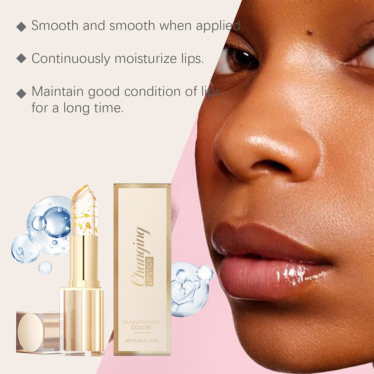 Waterproof Long Lasting Color Changing Lipstick Moisturizing Gold Case - Teleplus Store color changing gold case