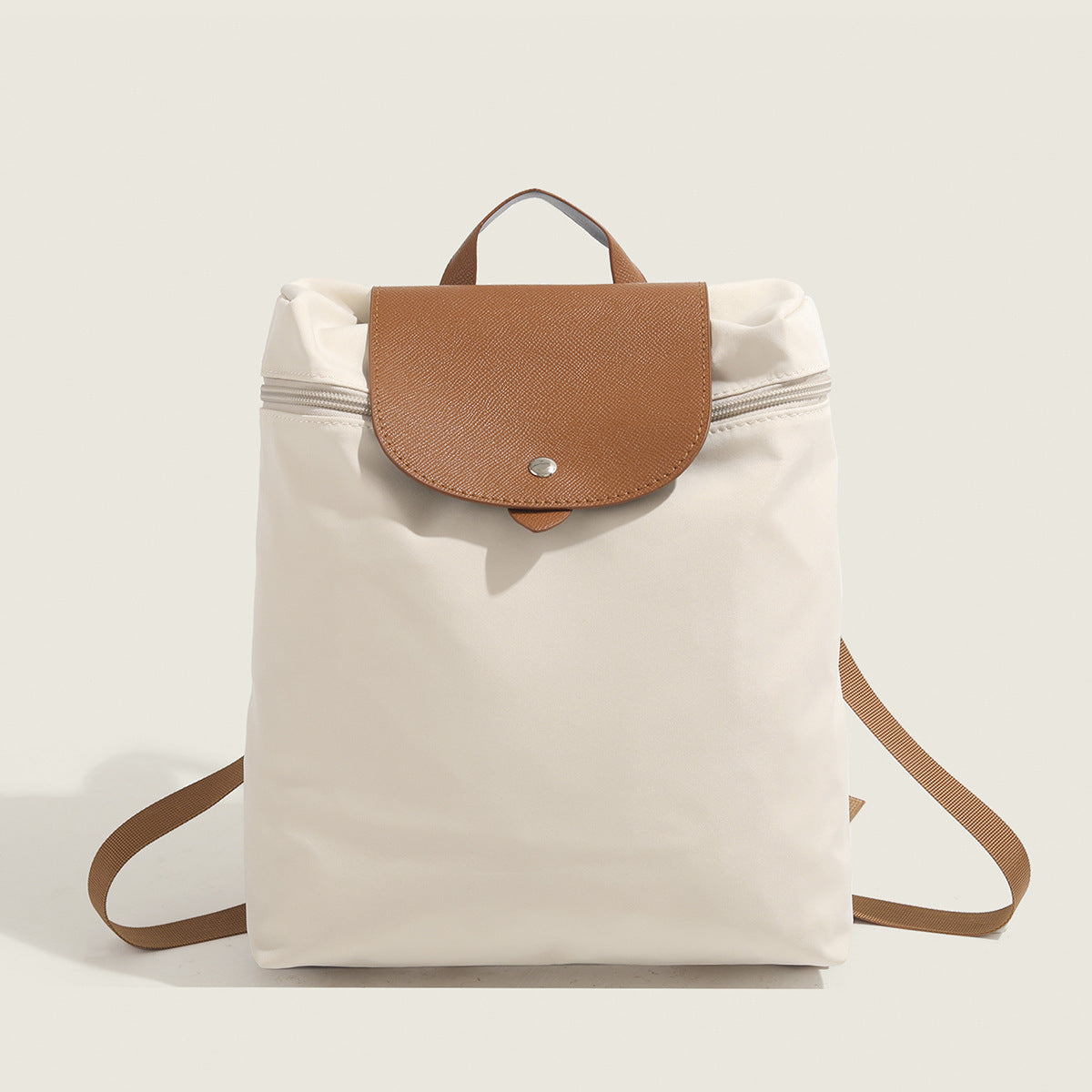 Waterproof Nylon Shoulder Bag Creamy White and Pink Soft Lightweight Purse - Teleplus