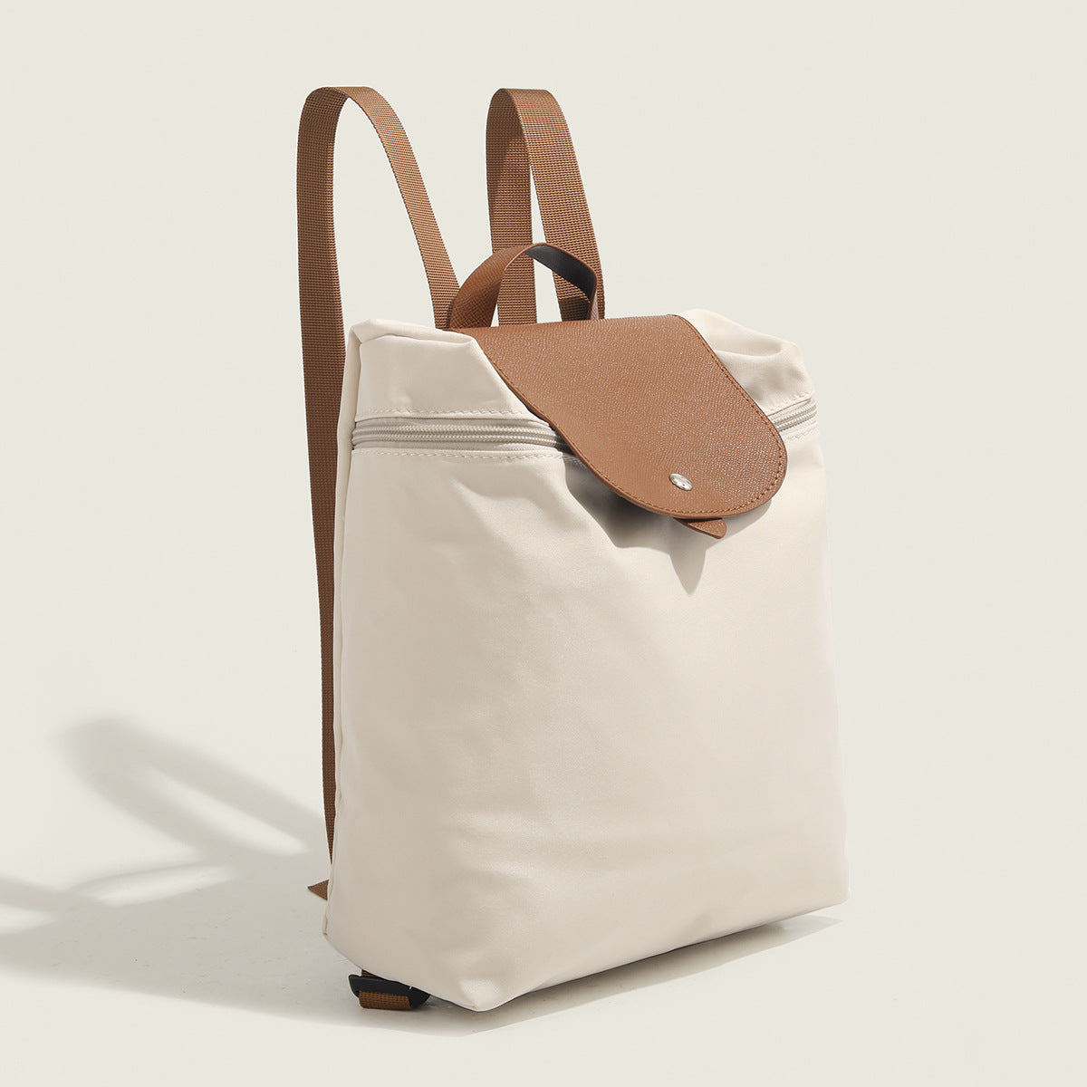 Waterproof Nylon Shoulder Bag Creamy White and Pink Soft Lightweight Purse - Teleplus