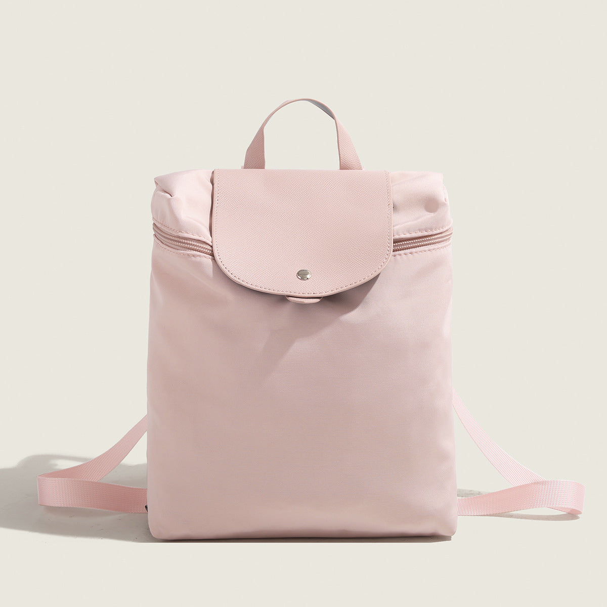 Waterproof Nylon Shoulder Bag Creamy White and Pink Soft Lightweight Purse - Teleplus
