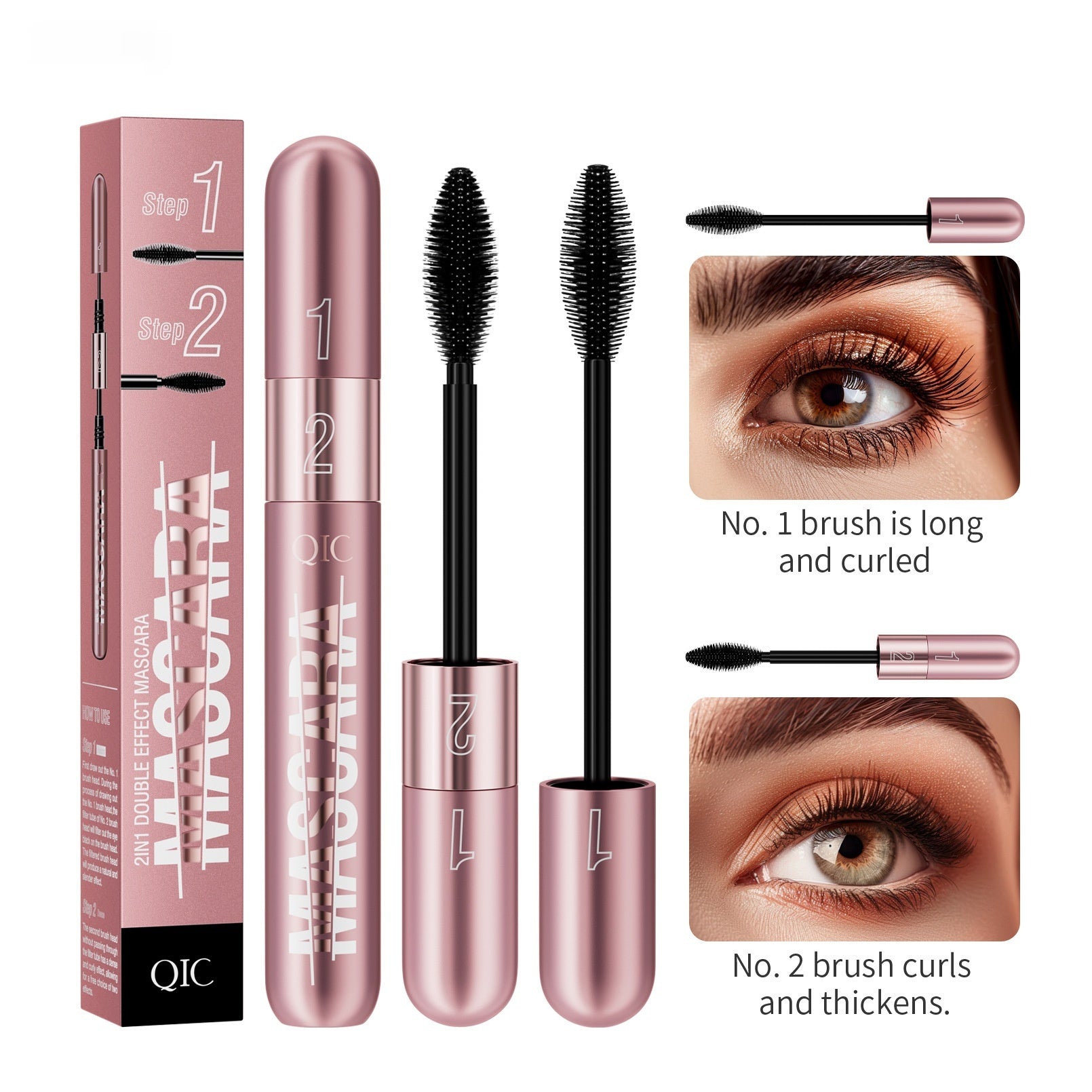 Waterproof Volumizing Mascara Black Long Thick Curling Smudge Proof Eye Makeup - Teleplus mascara black long