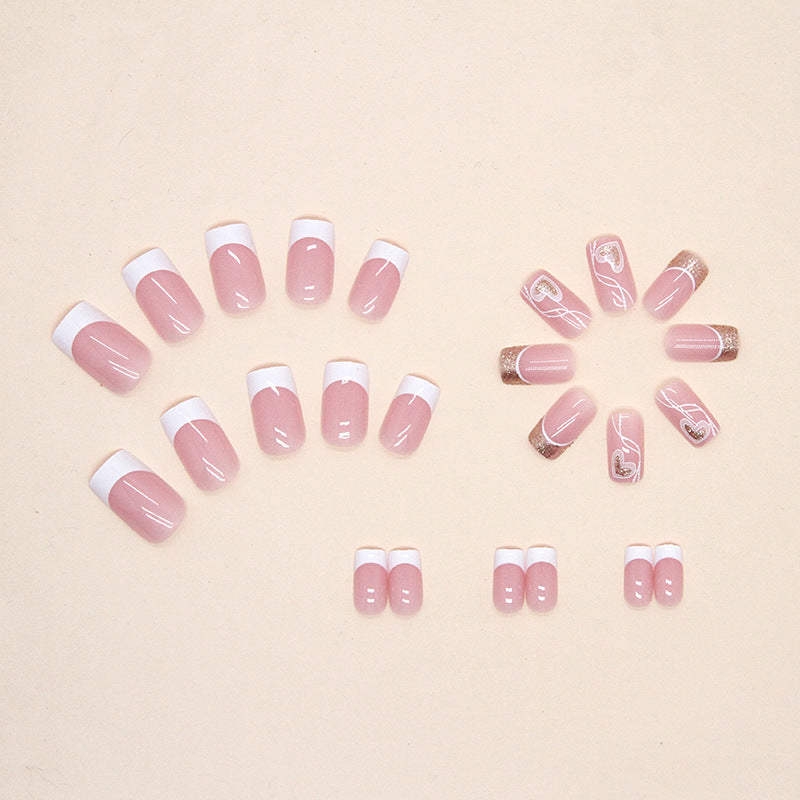 Wear Fake Nails Set with Simple Love Sweet Design for Women - Teleplus simple love sweet wear fake nails