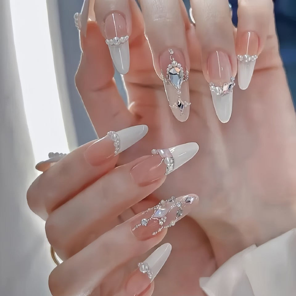 Wear Nail Barlow Pearl Detachable Set in Multiple Sizes for Handmade Nails - handmade wear nail barlow pearl detachable