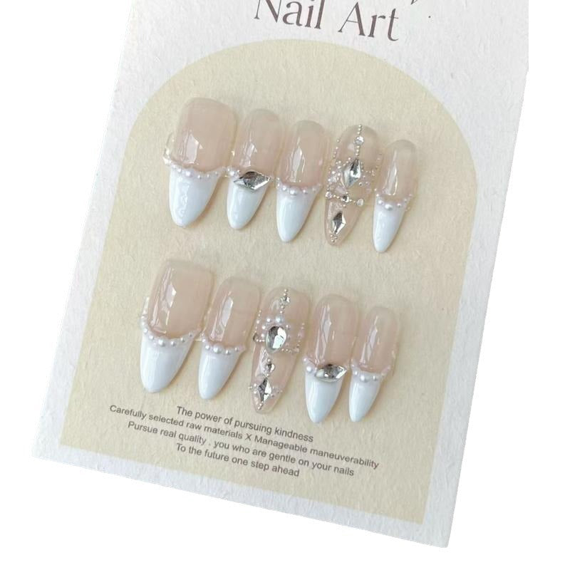 Wear Nail Barlow Pearl Detachable Set in Multiple Sizes for Handmade Nails - handmade wear nail barlow pearl detachable