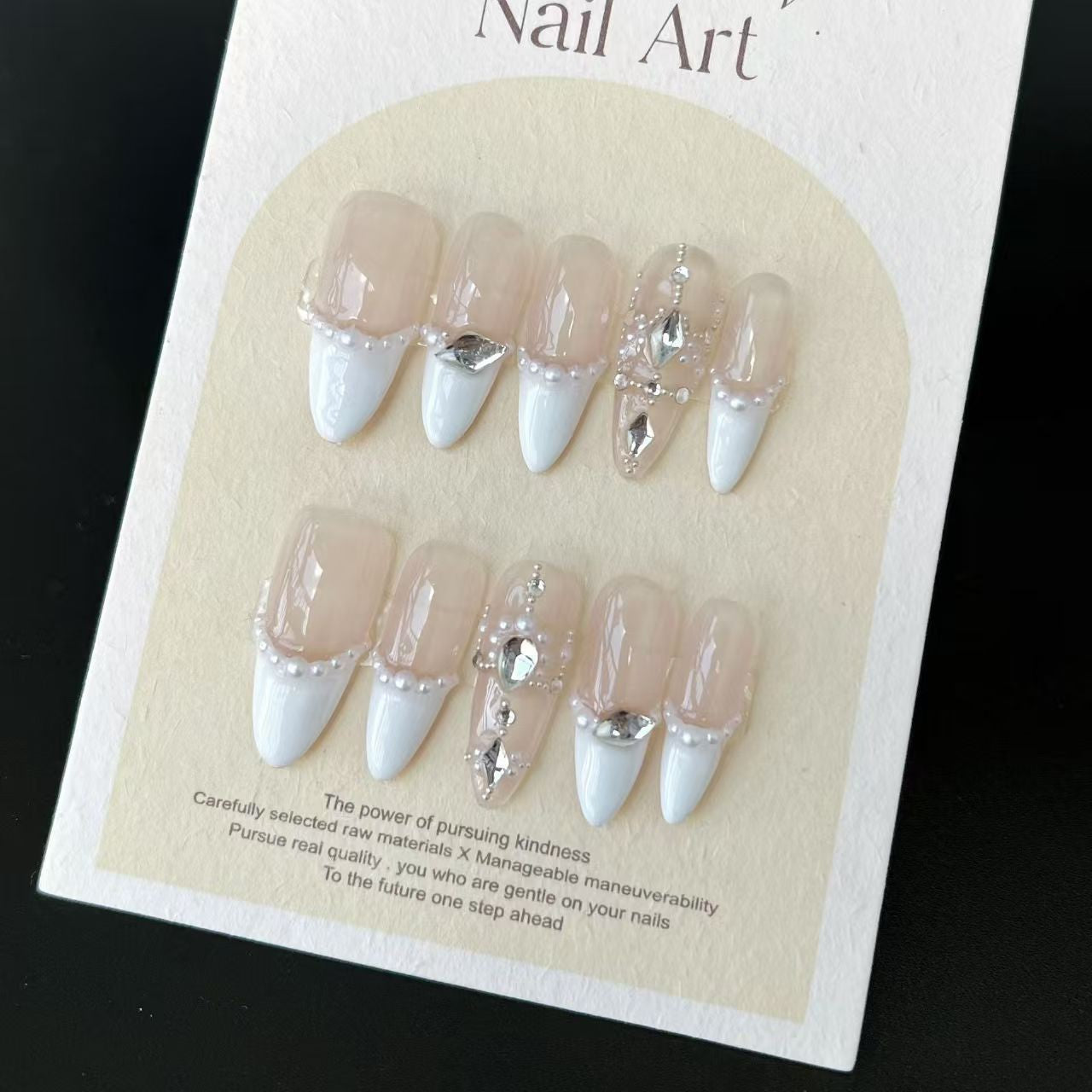 Wear Nail Barlow Pearl Detachable Set in Multiple Sizes for Handmade Nails - handmade wear nail barlow pearl detachable