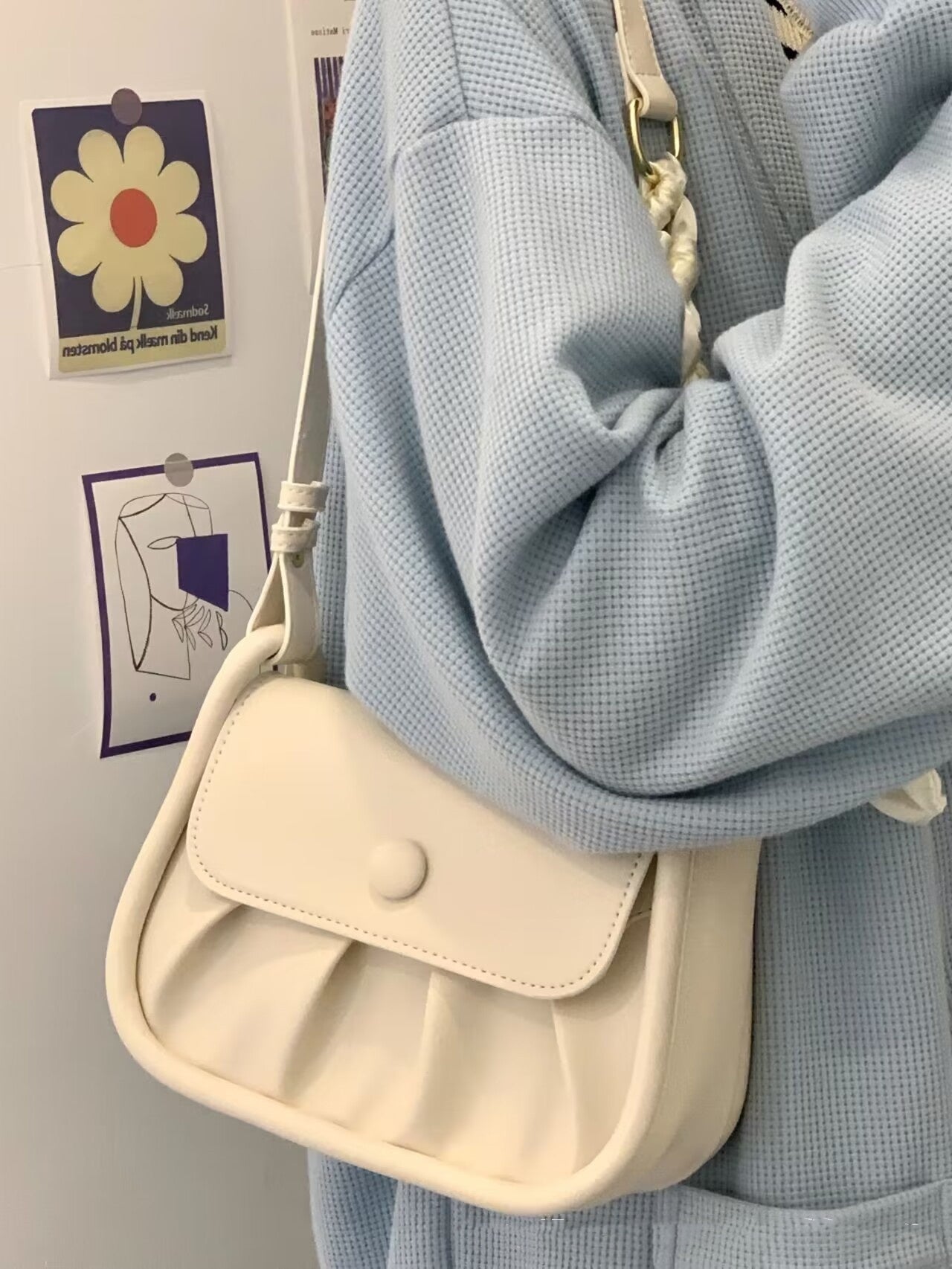 White and Yellow Synthetic Leather Medium Hard PU 21 Inch Travel Suitcase - Teleplus