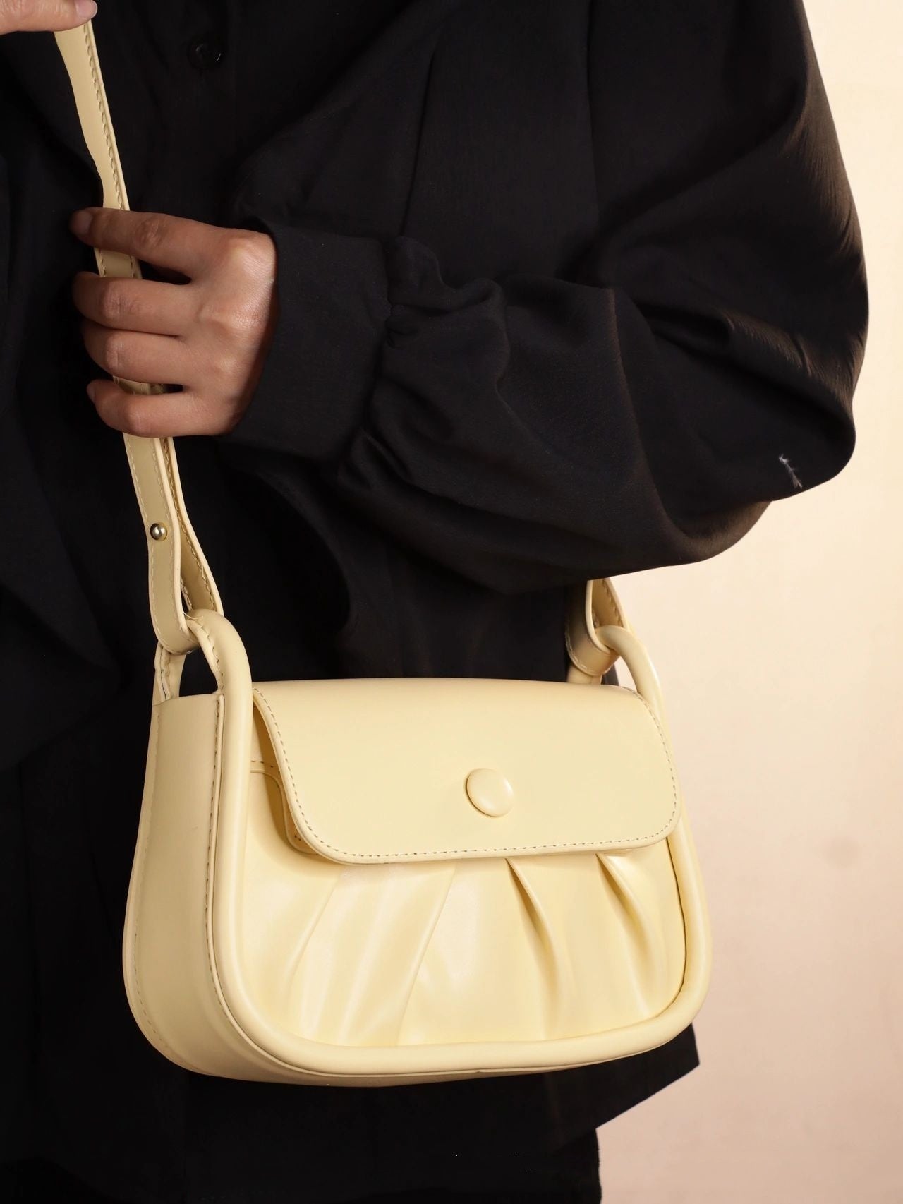 White and Yellow Synthetic Leather Medium Hard PU 21 Inch Travel Suitcase - Teleplus