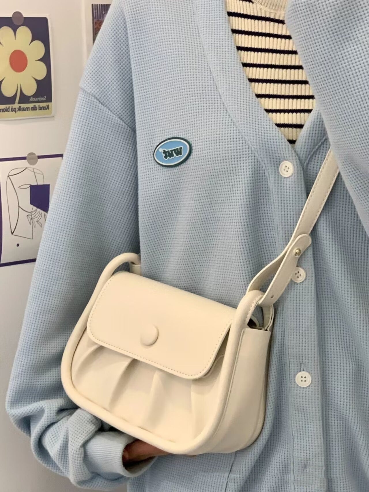 White and Yellow Synthetic Leather Medium Hard PU 21 Inch Travel Suitcase - Teleplus