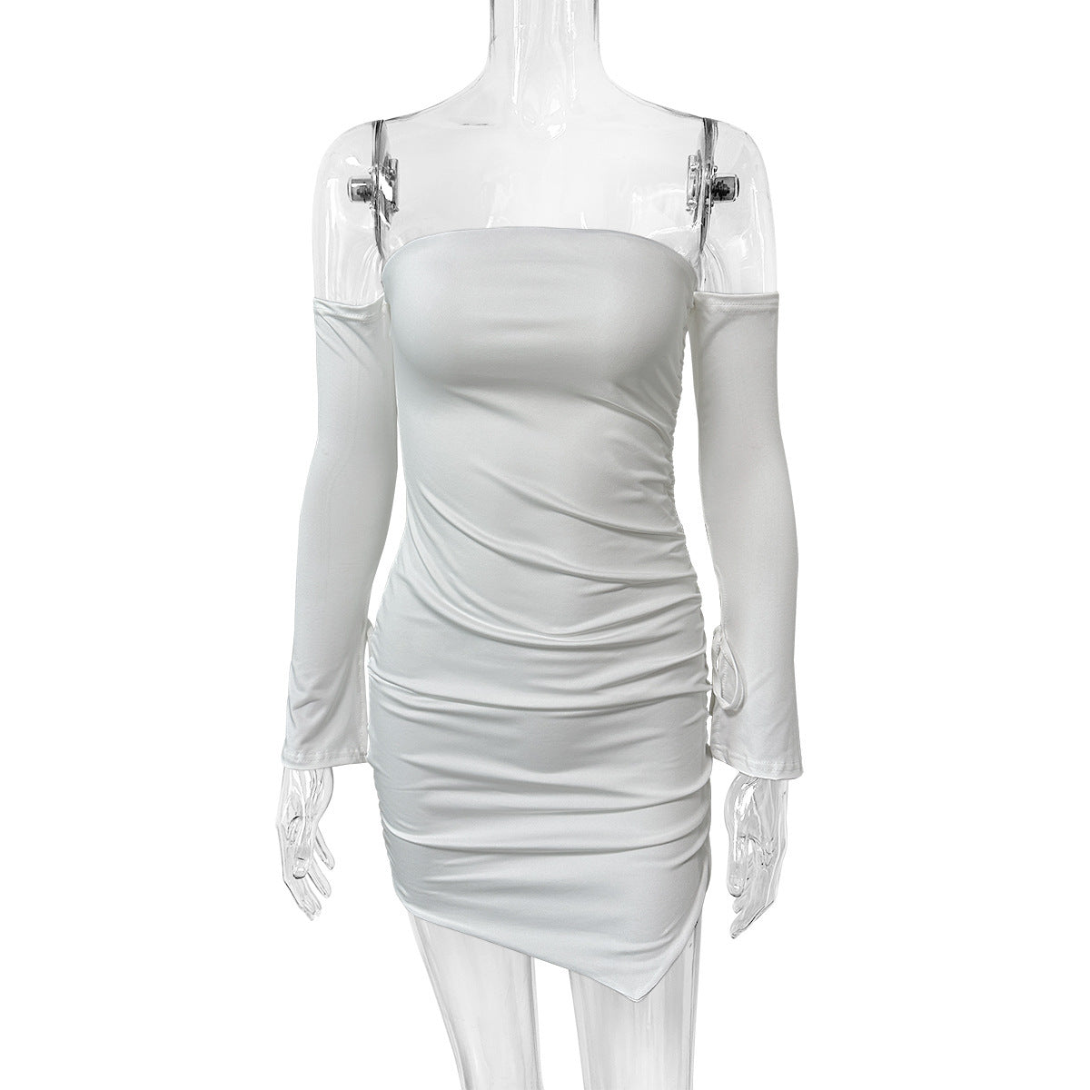 White Bell Sleeve Midi Dress Polyester Long Casual Summer Outfits - Teleplus