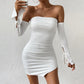 White Bell Sleeve Midi Dress Polyester Long Casual Summer Outfits - Teleplus