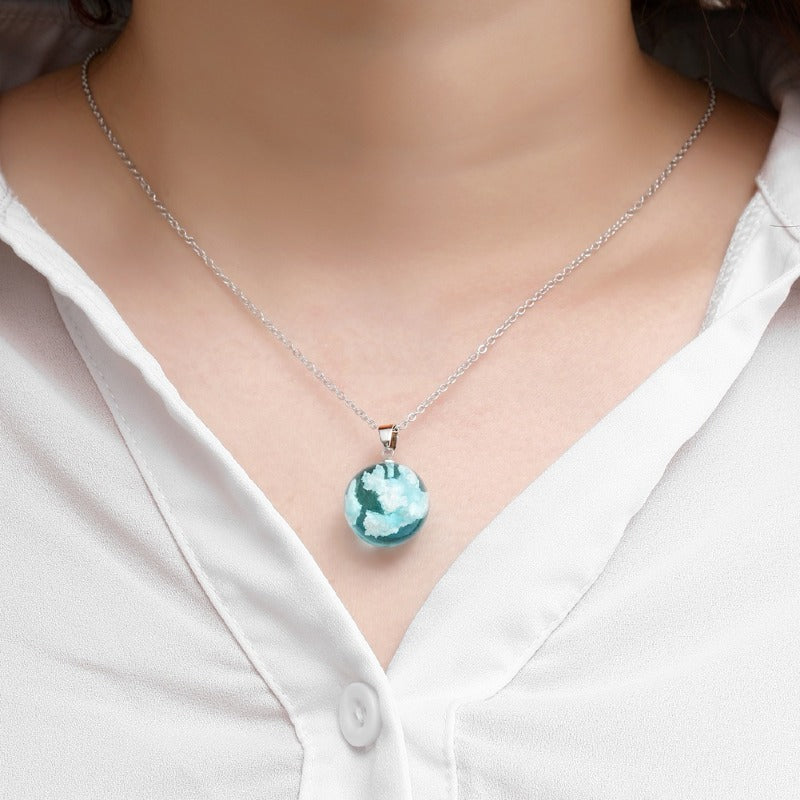 Bird Mori Style Necklace with White Cloud and Luminous Design - Ball for Women white cloud bird mori style