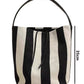 White Contrast Color Wide Shoulder Striped Canvas Bag with Zipper Pocket - Teleplus white contrast color wide shoulder