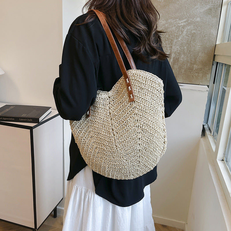 White Cotton Linen Tote Bag Large Travel Shoulder for Women and Men - Teleplus