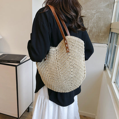 White Cotton Linen Tote Bag Large Travel Shoulder for Women and Men - Teleplus