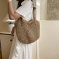 White Cotton Linen Tote Bag Large Travel Shoulder for Women and Men - Teleplus