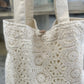 White Cotton Urban Crossbody Bag with Summer Jacquard Button Detail - Teleplus summer jacquard button crossbody bag