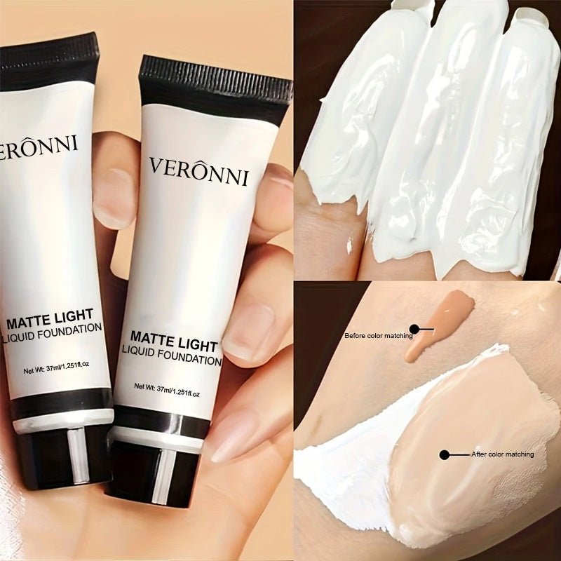 White Foundation Liquid for Neutral Oily Mixed Skin Tone Correction 37ml - Teleplus foundation liquid white