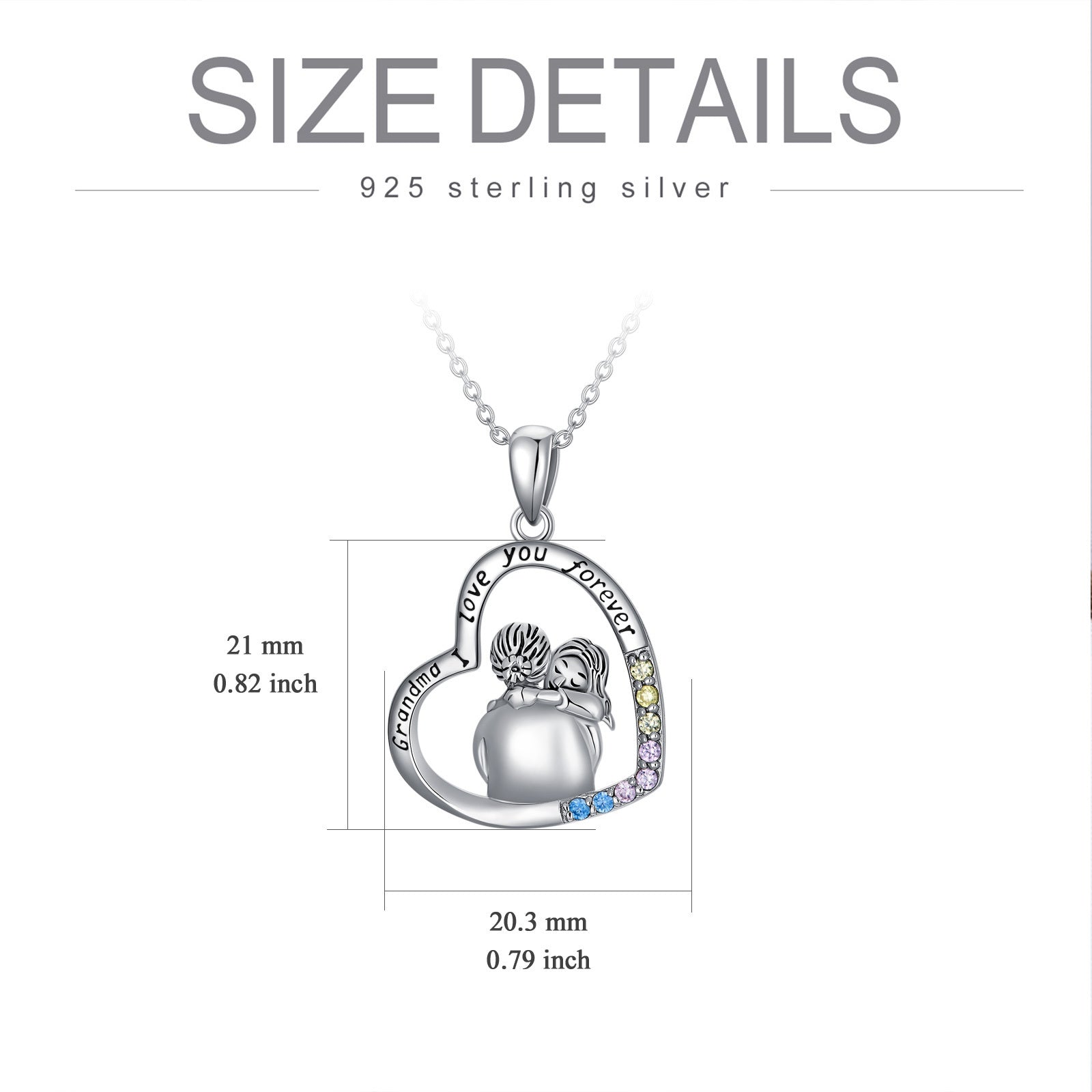 White Gold Plated Cubic Zirconia Granny Necklace In Sterling Silver - Shiny White Gold Plated Necklace for Glitzy