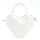 White Heart Shaped Faux Leather Zipper Bag Single Compartment Hand Arm and Shoulder Bag