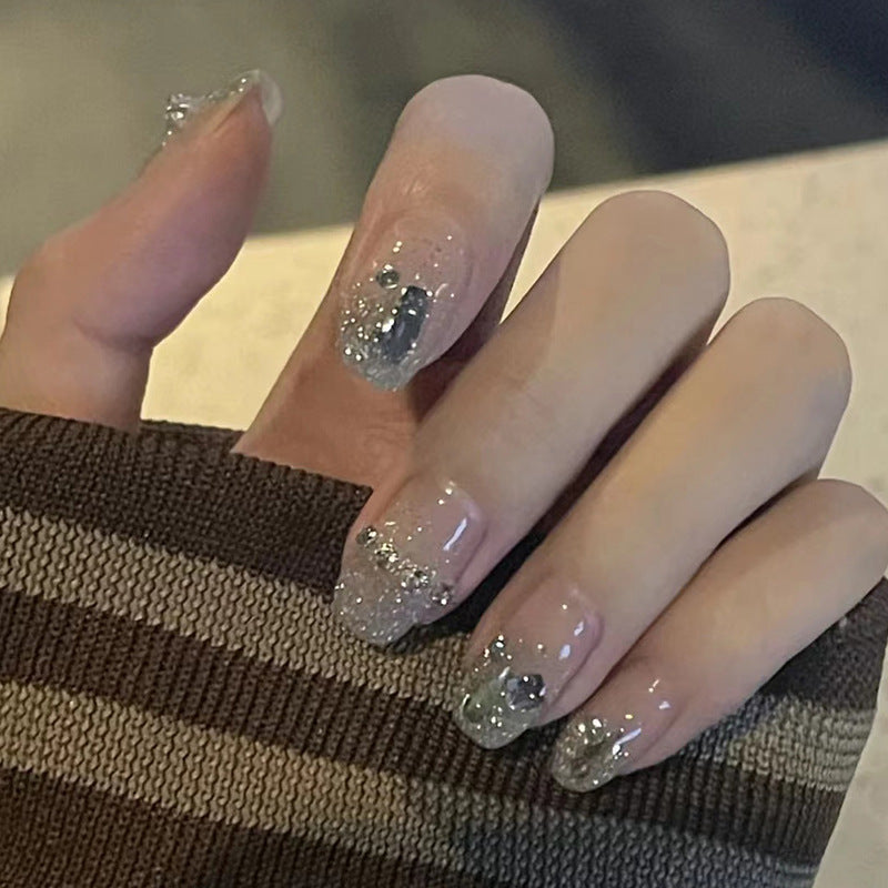 White Short Detachable Debris Chain with Rose Flower Pattern and Nail Patches - Teleplus debris chain white short