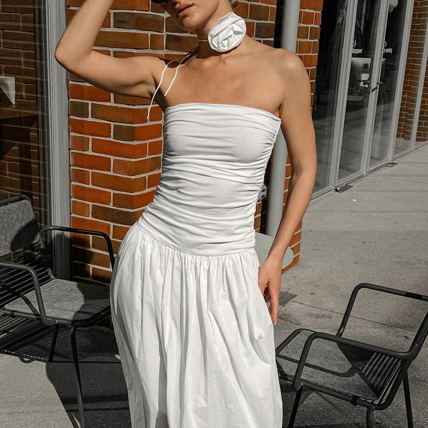 White Sleeveless Low Waist Polyester Tank Top for Women Summer S M L - Teleplus