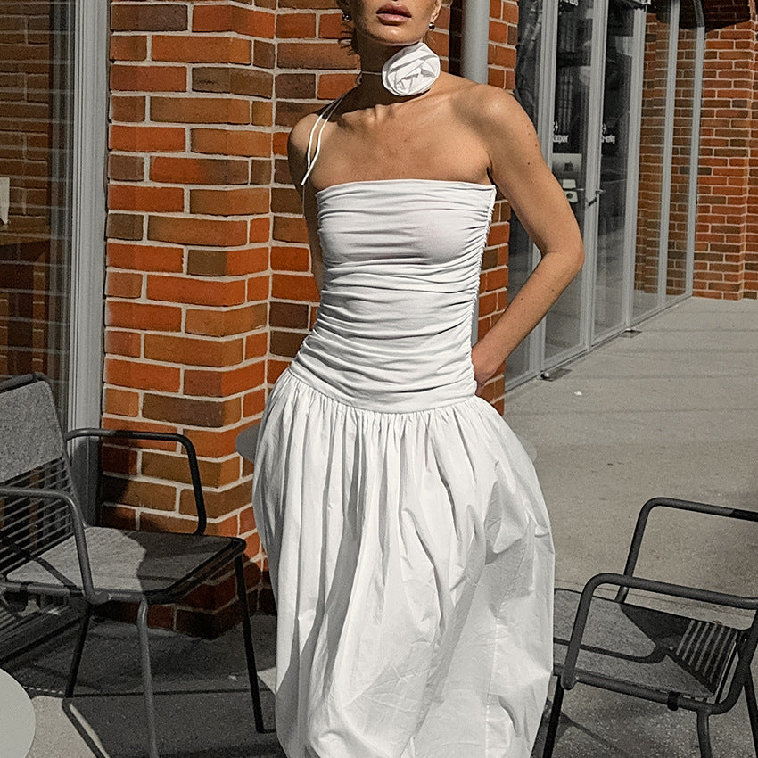 White Sleeveless Low Waist Polyester Tank Top for Women Summer S M L - Teleplus