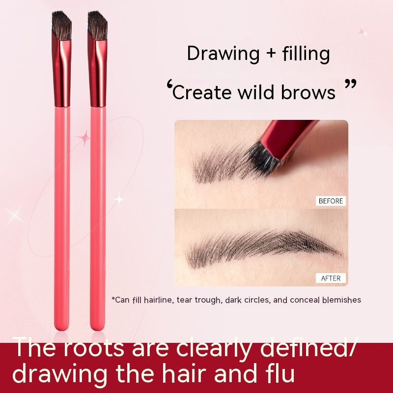 Wild Eyebrow Brush with Wooden Handle for Sweeping and Filling - wild eyebrow brush sweeping square