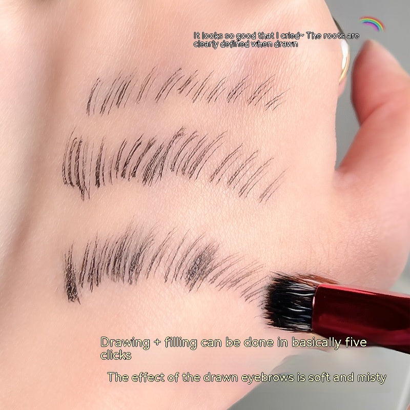 Wild Eyebrow Brush with Wooden Handle for Sweeping and Filling - wild eyebrow brush sweeping square