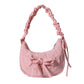 Wild Nylon Pleated Travel Bag with Bow and Three-Dimensional Pocket - Teleplus temperament wild nylon pleated bow