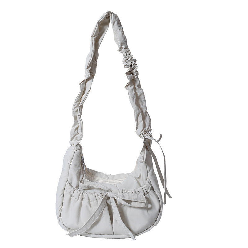 Wild Nylon Pleated Travel Bag with Bow and Three-Dimensional Pocket - Teleplus temperament wild nylon pleated bow