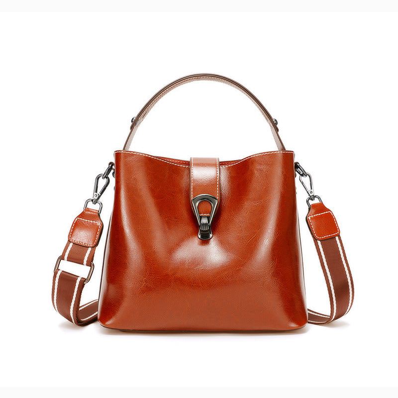 Winter Bucket Bag Shoulder Messenger with Leather and Polyester Cotton Lining - winter bucket bag shoulder messenger